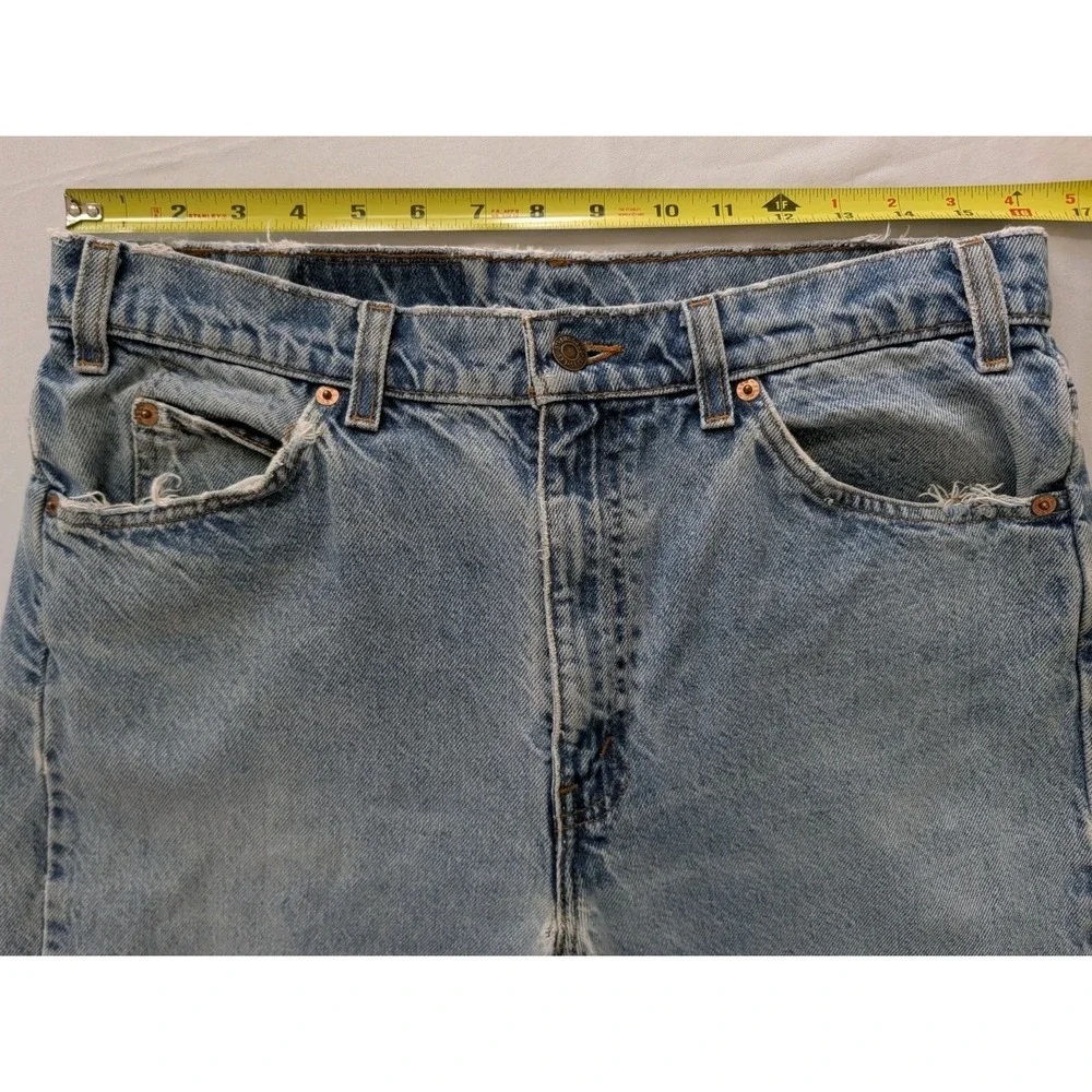 Vtg Levis 505 Orange Tab Jeans USA 80s Light Wash Distressed 32x30